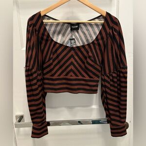 Rachel Comey size 0 striped crop top brown 100% cotton